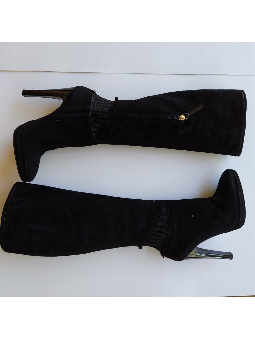 Roberto Cavalli women's black suede heeled bootssize size 37 .5  US[ 7 ]